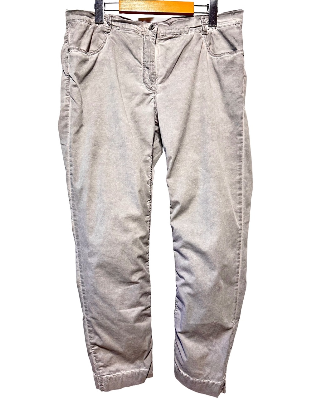 BETTY BARCLAY Gray Cropped Tapered Pants Minimalist Preppy Casual